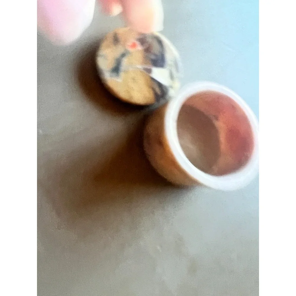 Vintage Stone Ring‎ Trinket Box Inlaid Floral Design Hand Carved Made in India